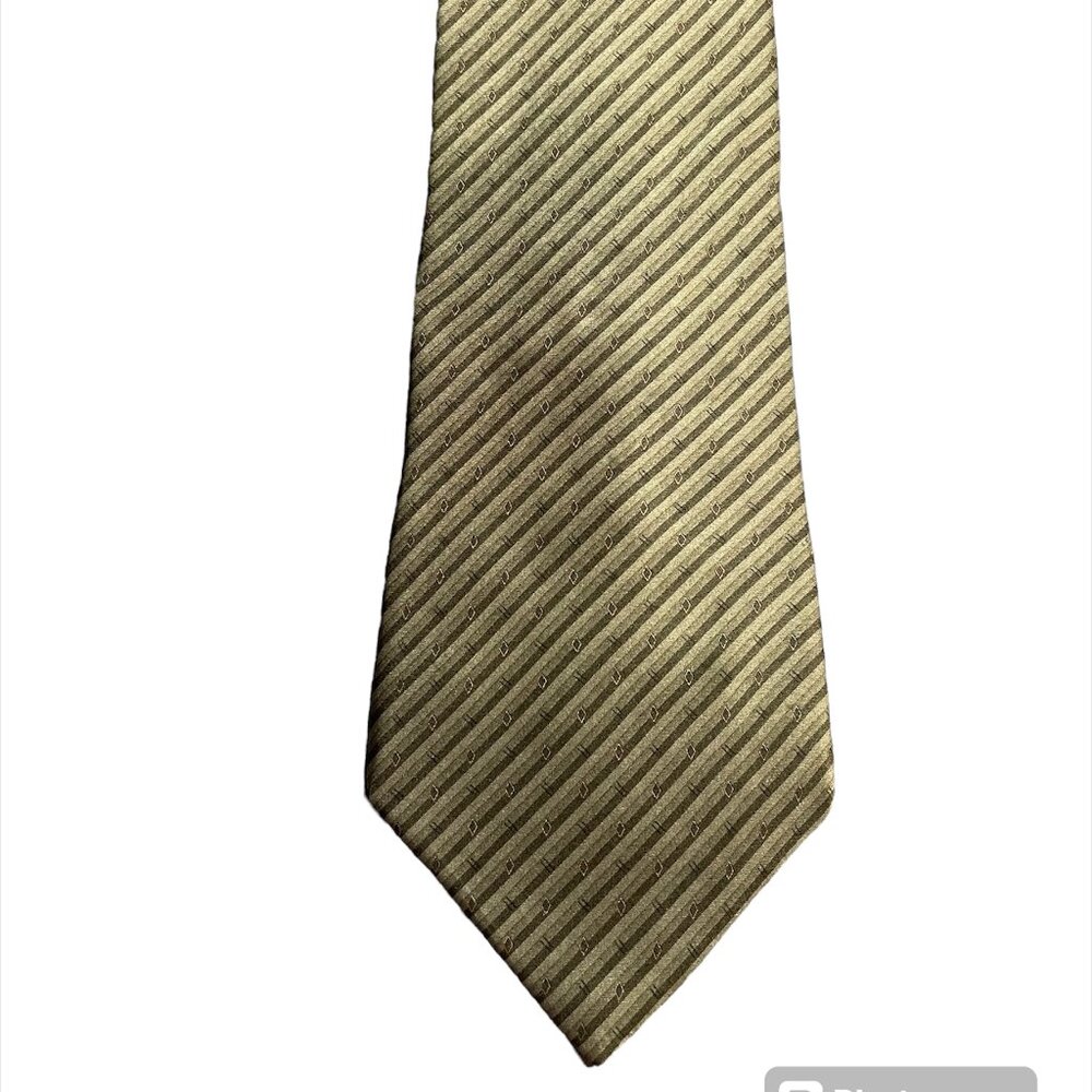 JONES NEW YORK Men's Tie Green Striped 100% Silk